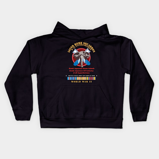 502nd Bomb Squadron - B-29 Superfortress - Campaigns - World War II w PAC SVC X 300 Kids Hoodie by twix123844